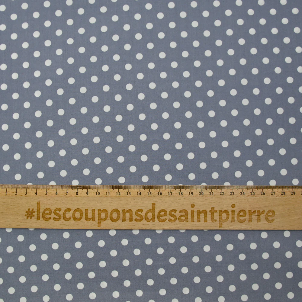 Coton imprimé pois 6mm gris - Image 3