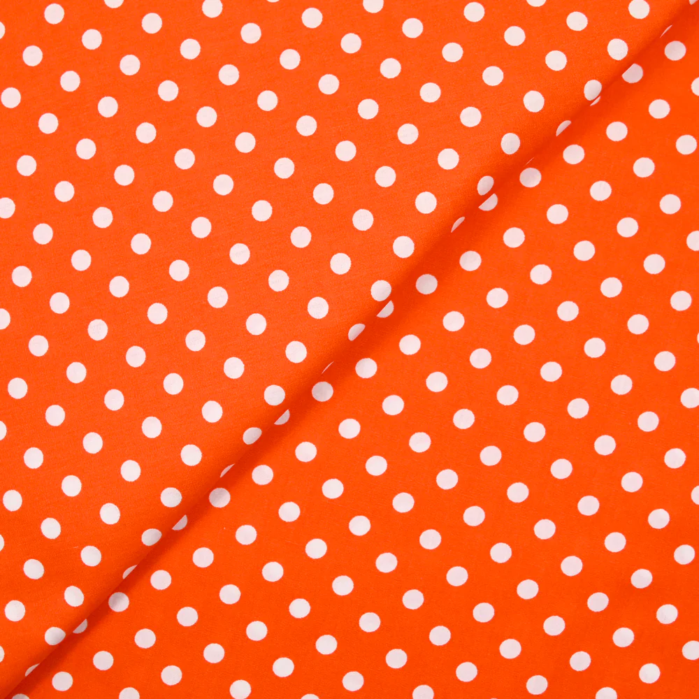 Coton imprimé pois 6mm orange