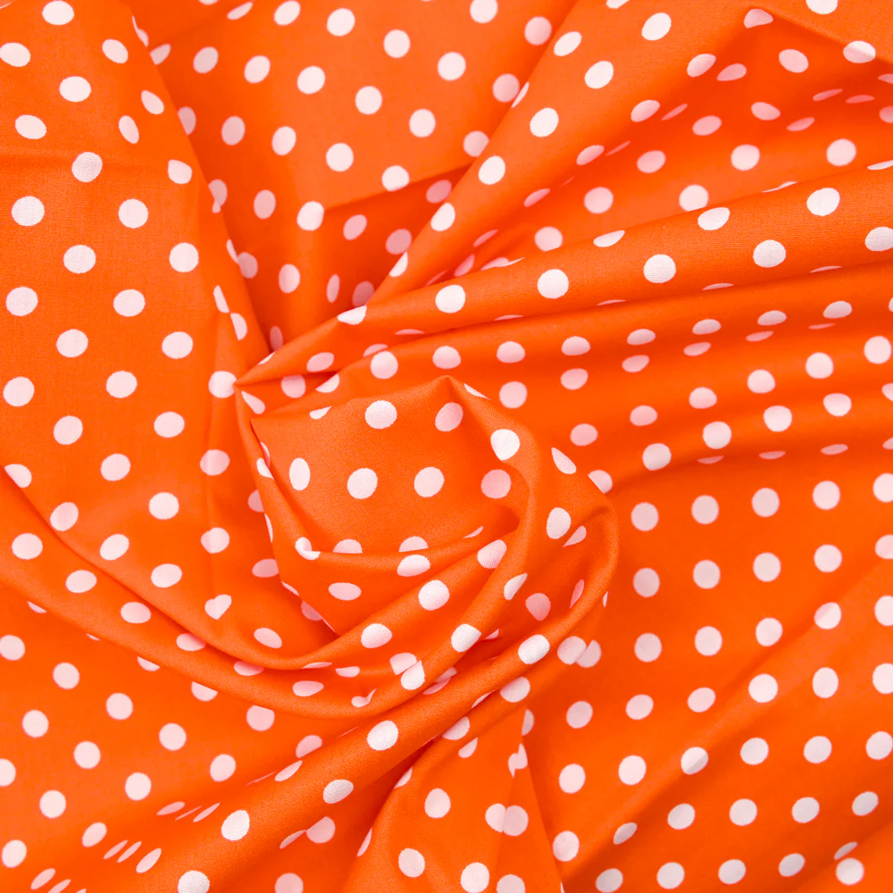 Coton imprimé pois 6mm orange - Image 2