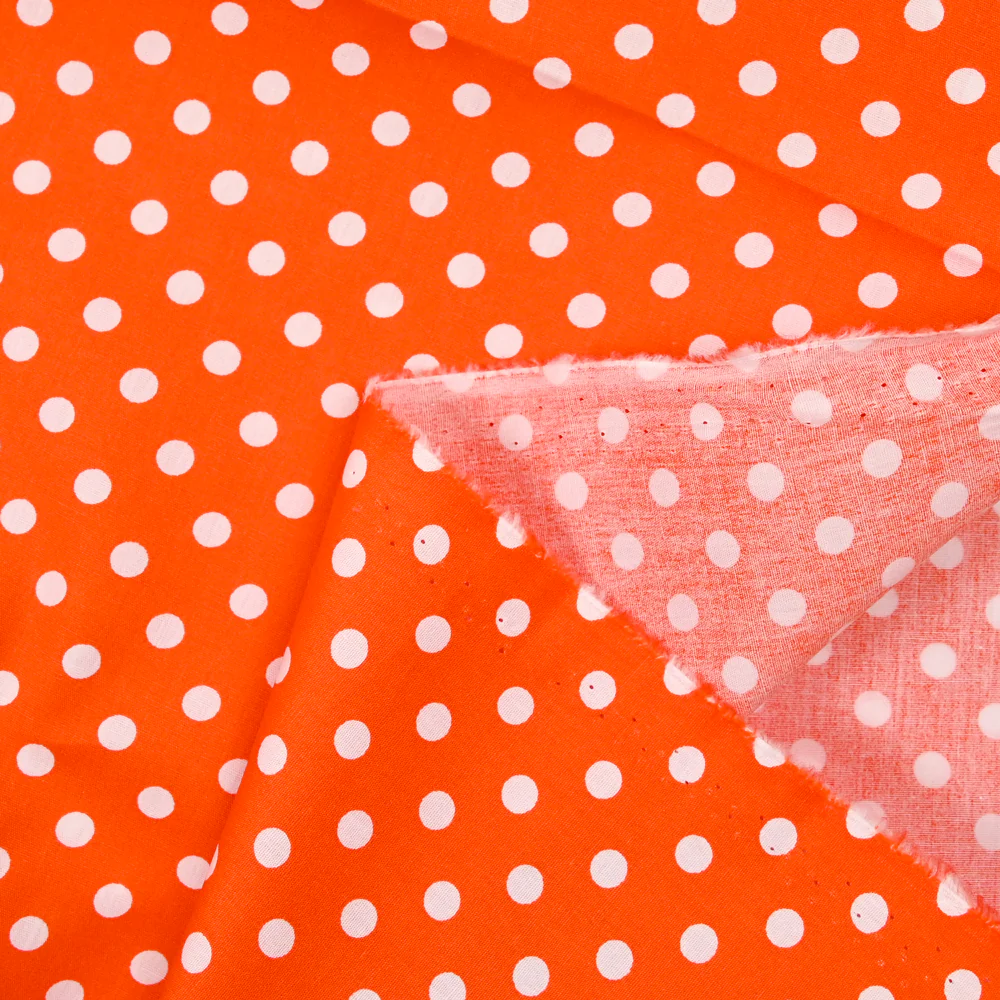Coton imprimé pois 6mm orange - Image 4