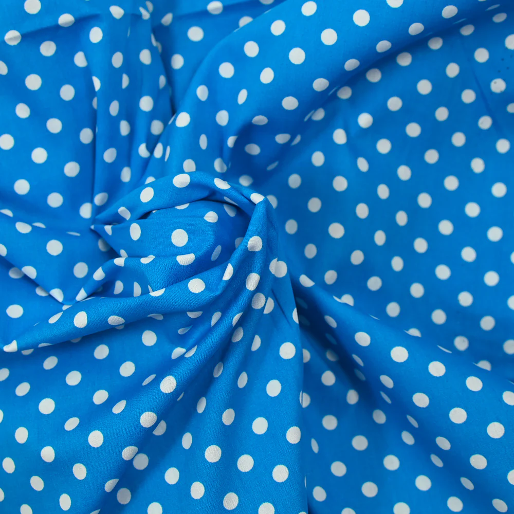 Coton imprimé pois 6mm turquoise - Image 2