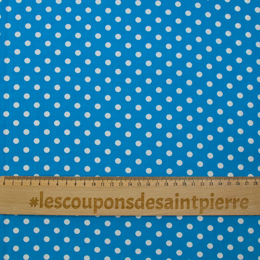 Coton imprimé pois 6mm turquoise - Image 3