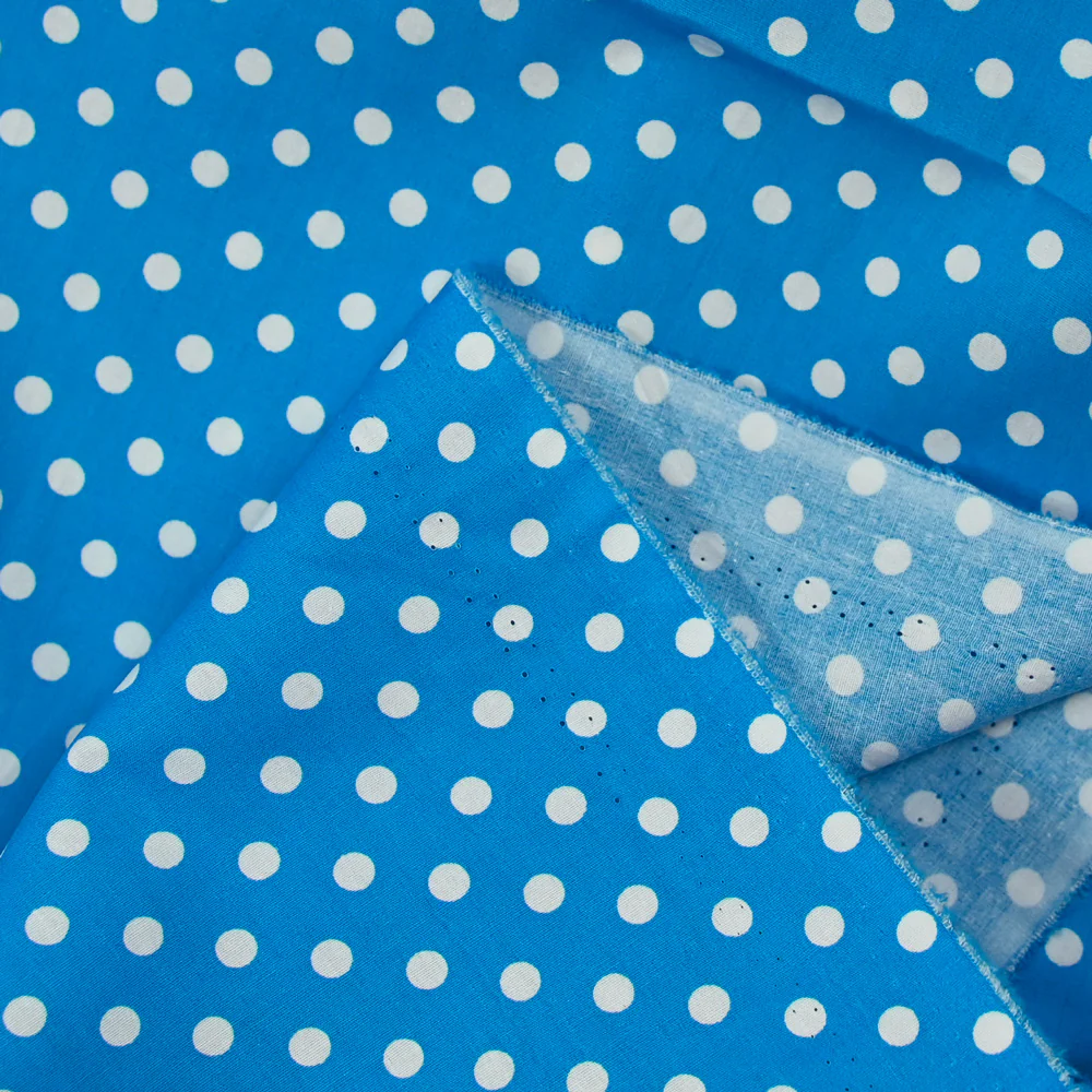 Coton imprimé pois 6mm turquoise - Image 4