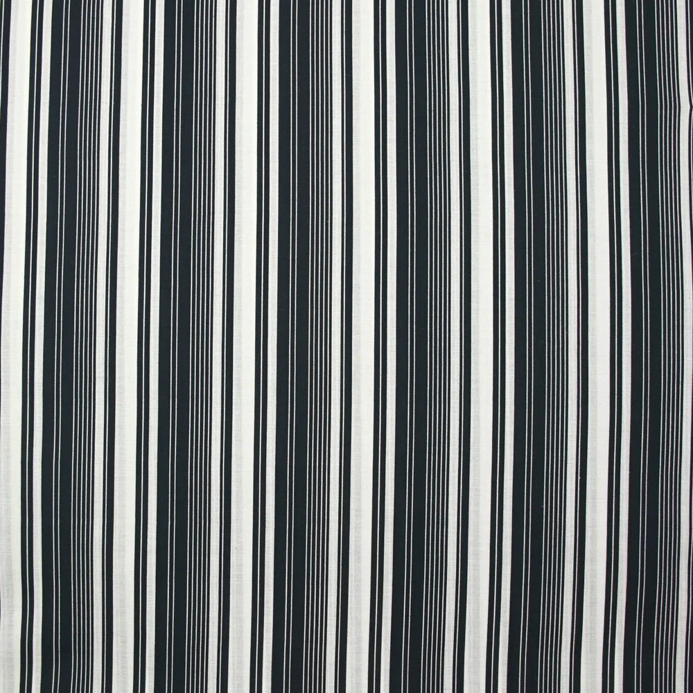 Coton imprimé rayé marine et blanc