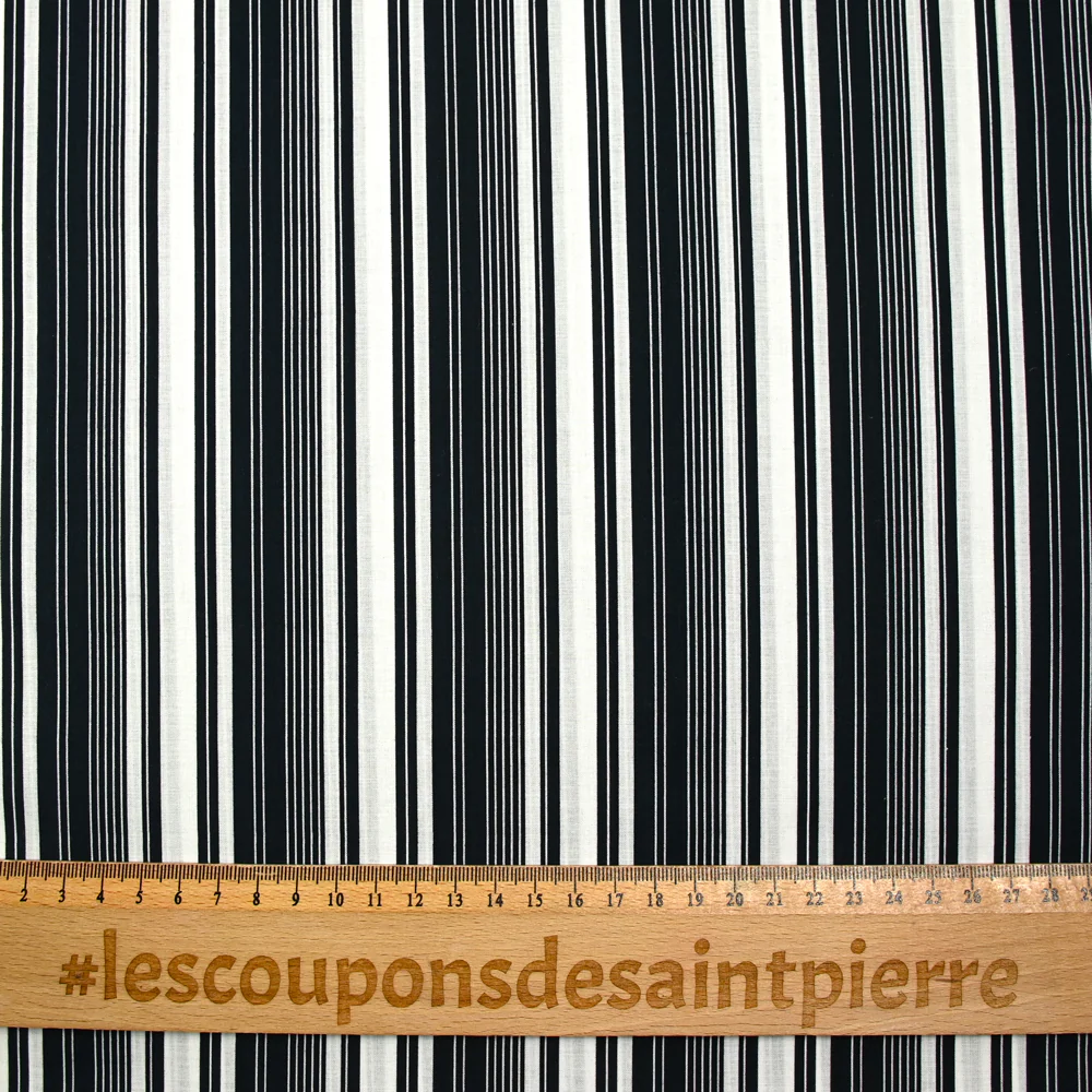 Coton imprimé rayé marine et blanc - Image 3