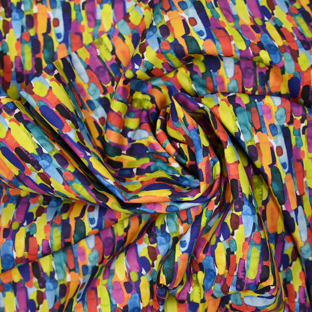 Coton imprimé taches multicolore - Image 2