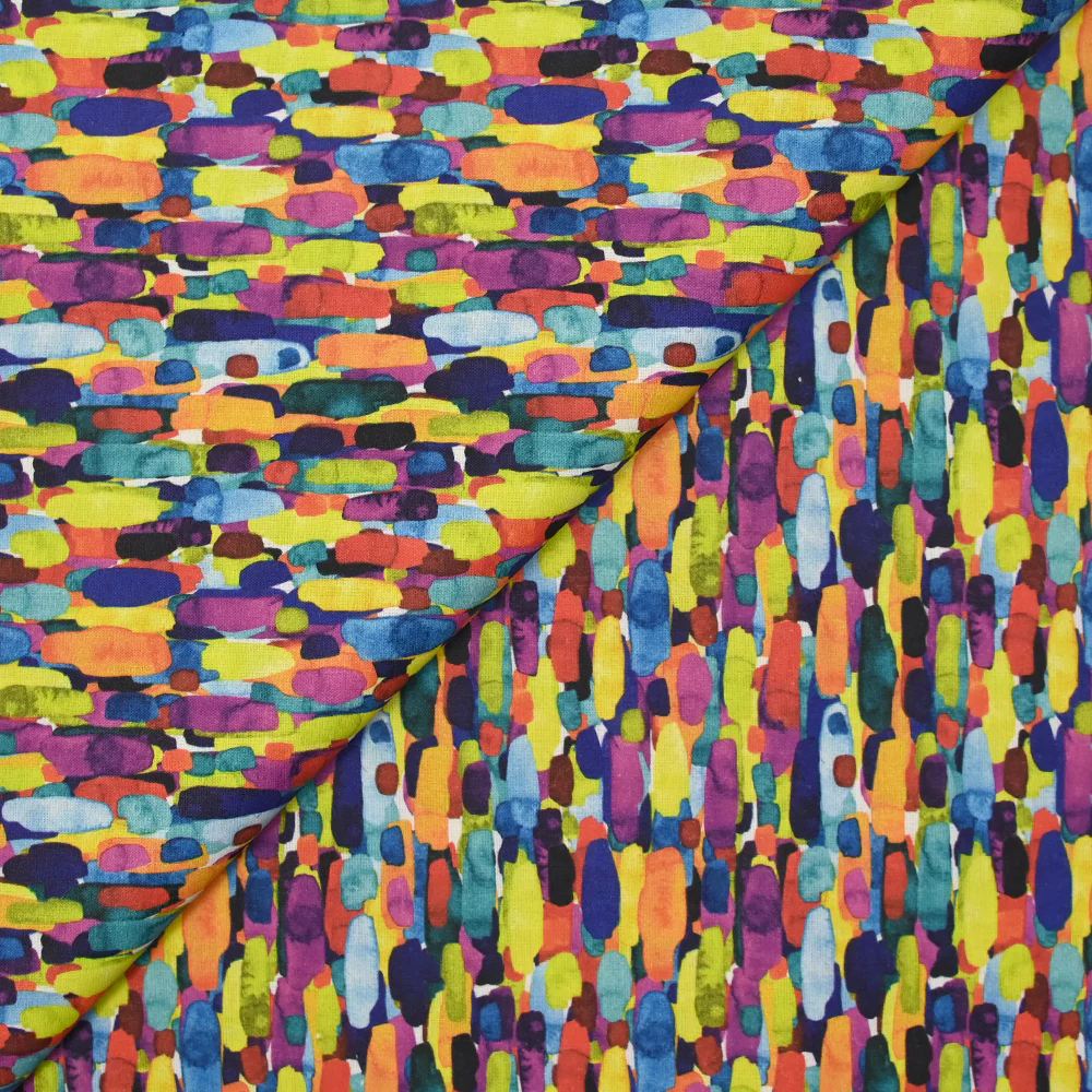 Coton imprimé taches multicolore - Image 4