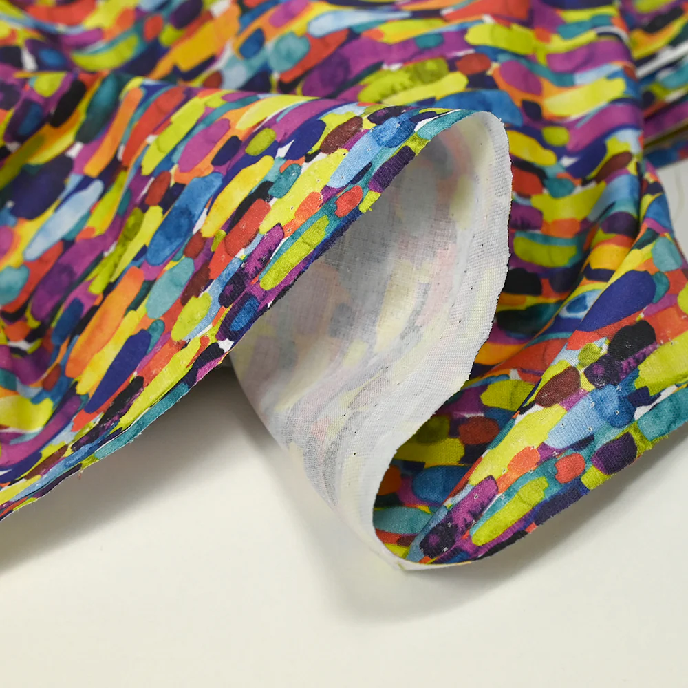 Coton imprimé taches multicolore - Image 5