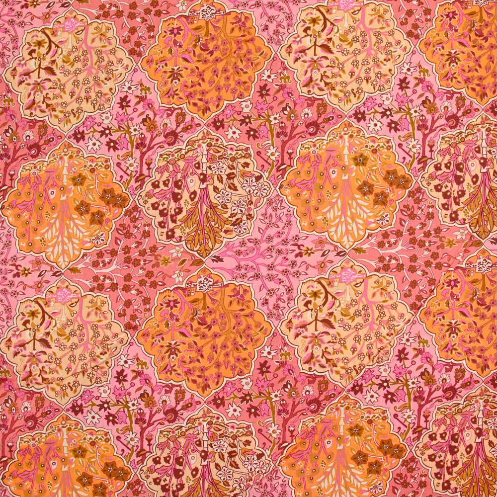 Coton liberty ® Aspley Tile orange et blush au mètre