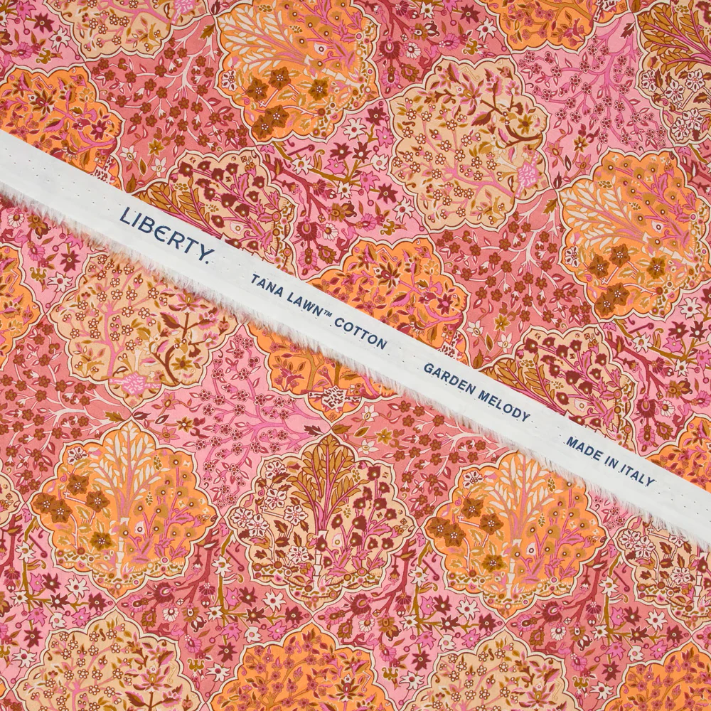 Coton liberty ® Aspley Tile orange et blush au mètre - Image 5