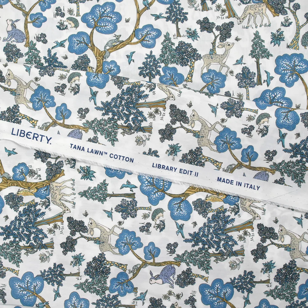 Coton liberty ® Doe a Deer bleu fond blanc au mètre - Image 5