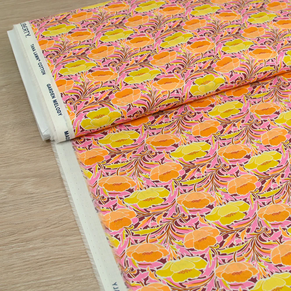 Coton liberty ® Poppy Canopy orange et jaune au mètre - Image 2