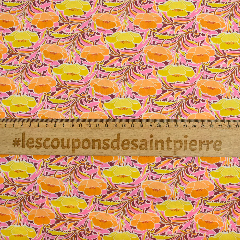 Coton liberty ® Poppy Canopy orange et jaune au mètre - Image 4