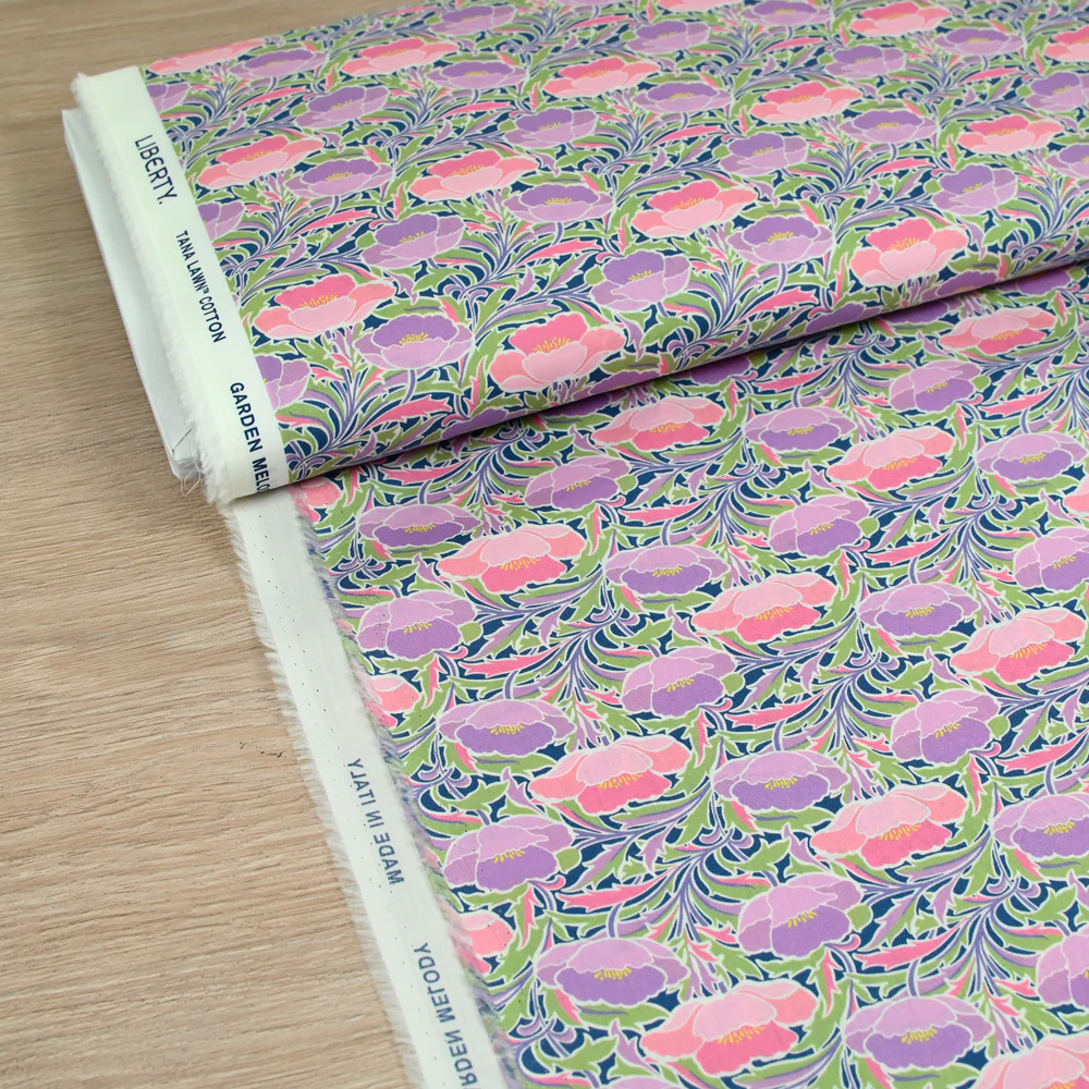 Coton liberty ® Poppy Canopy parme et rose au mètre - Image 2