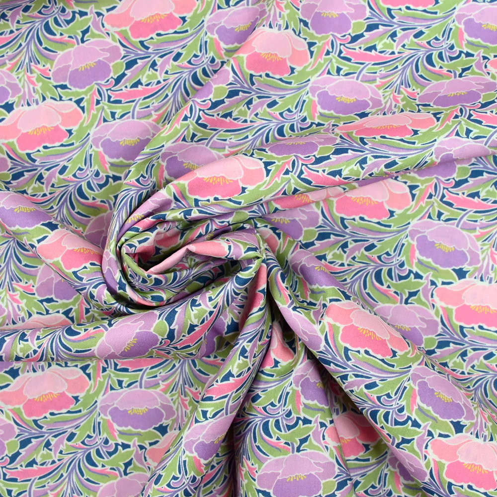 Coton liberty ® Poppy Canopy parme et rose au mètre - Image 3
