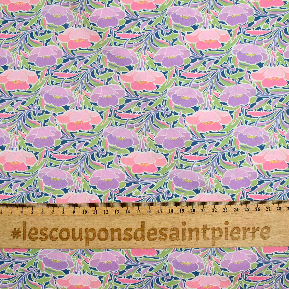 Coton liberty ® Poppy Canopy parme et rose au mètre - Image 4