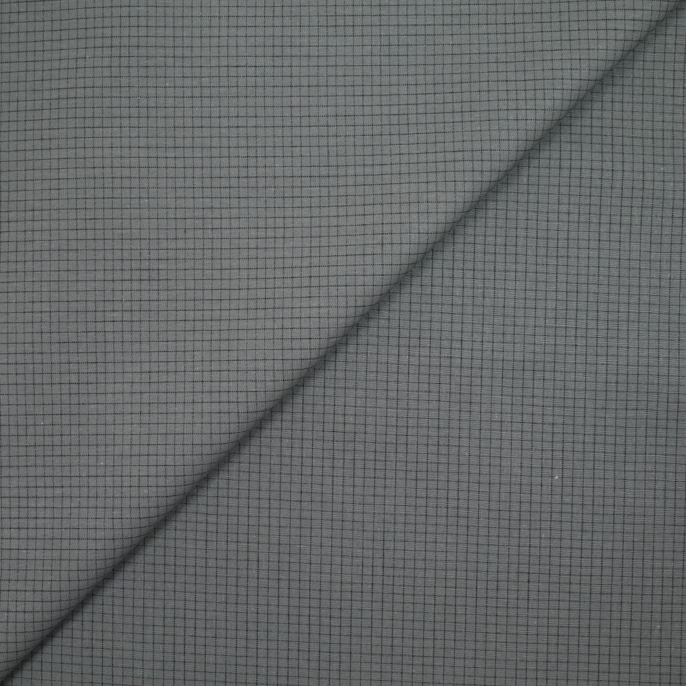 Coton tissé teint carreaux noirs fond gris anthracite