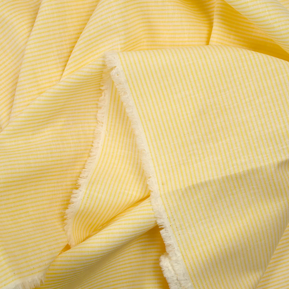 Coton tissé-teint rayé 2mm jaune - Image 4