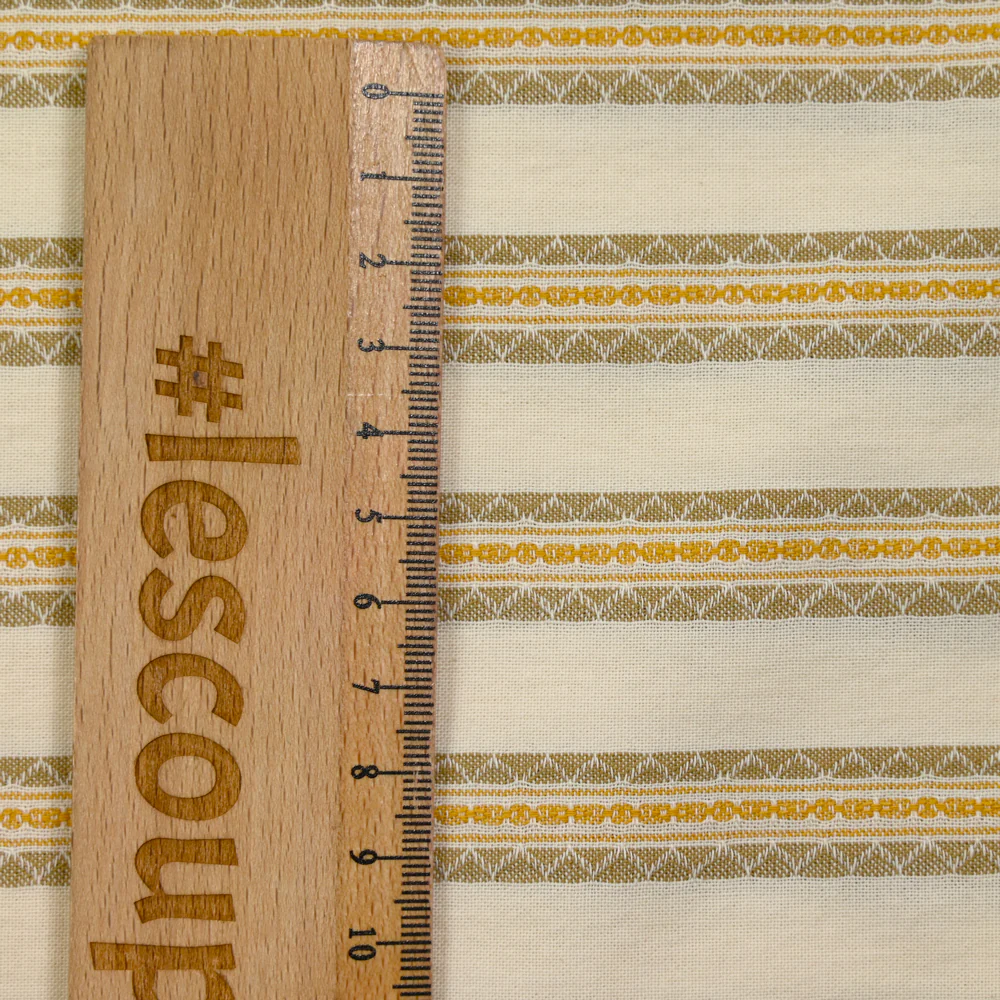Coton tissé-teint rayé brodé fond ficelle - Image 3