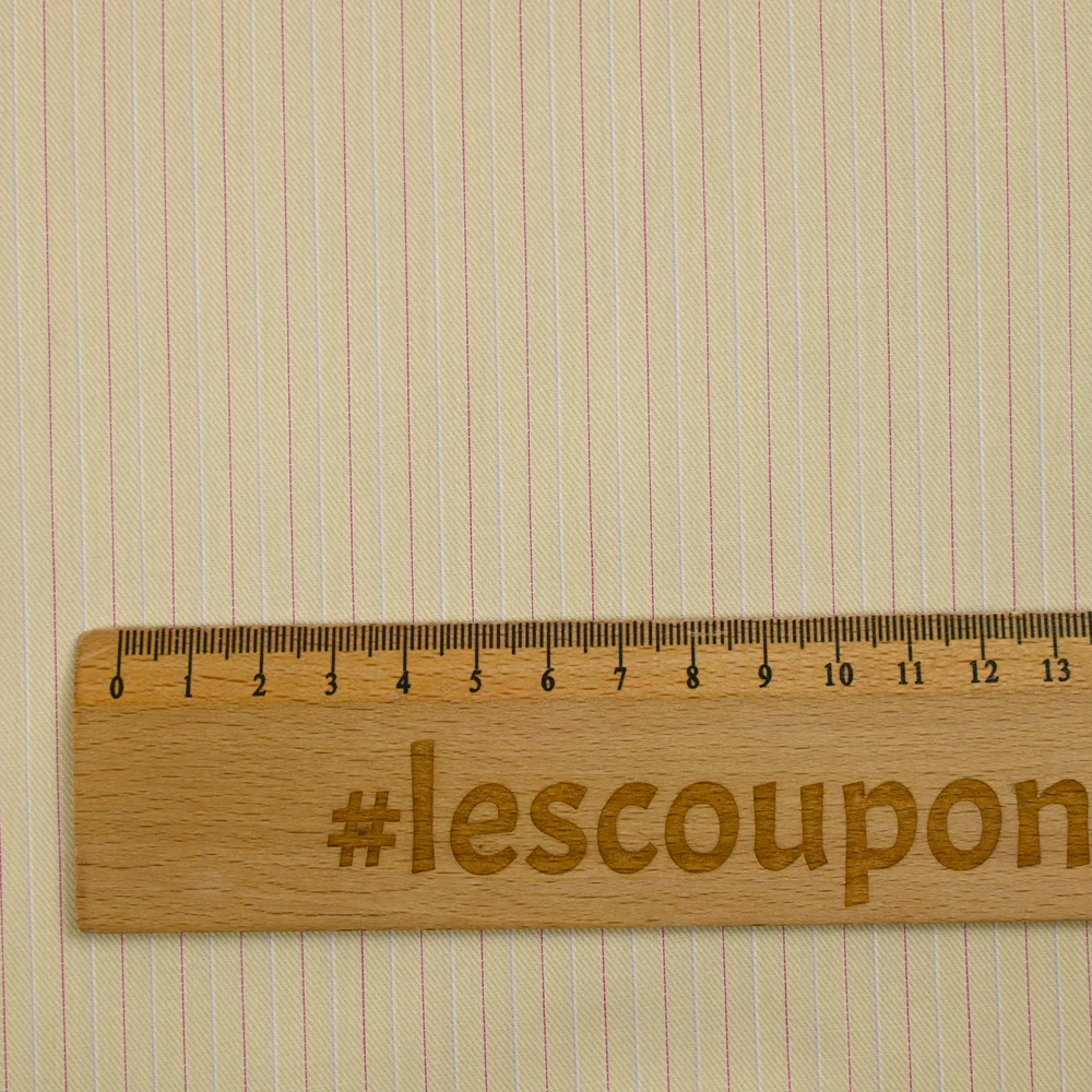 Coton tissé-teint rayé fuchsia fond sable - Image 3