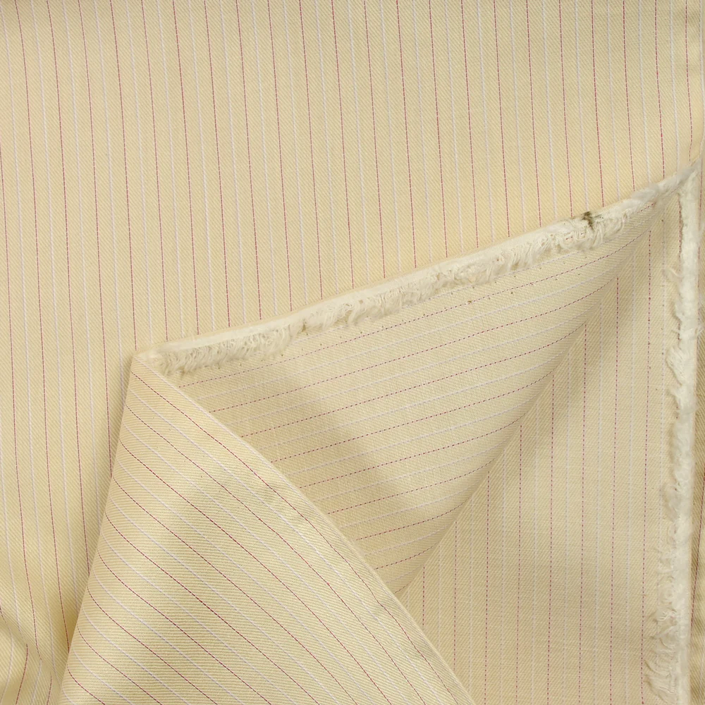 Coton tissé-teint rayé fuchsia fond sable - Image 4