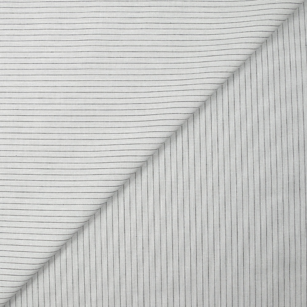 Coton tissé-teint rayé Mario noir et gris fond blanc