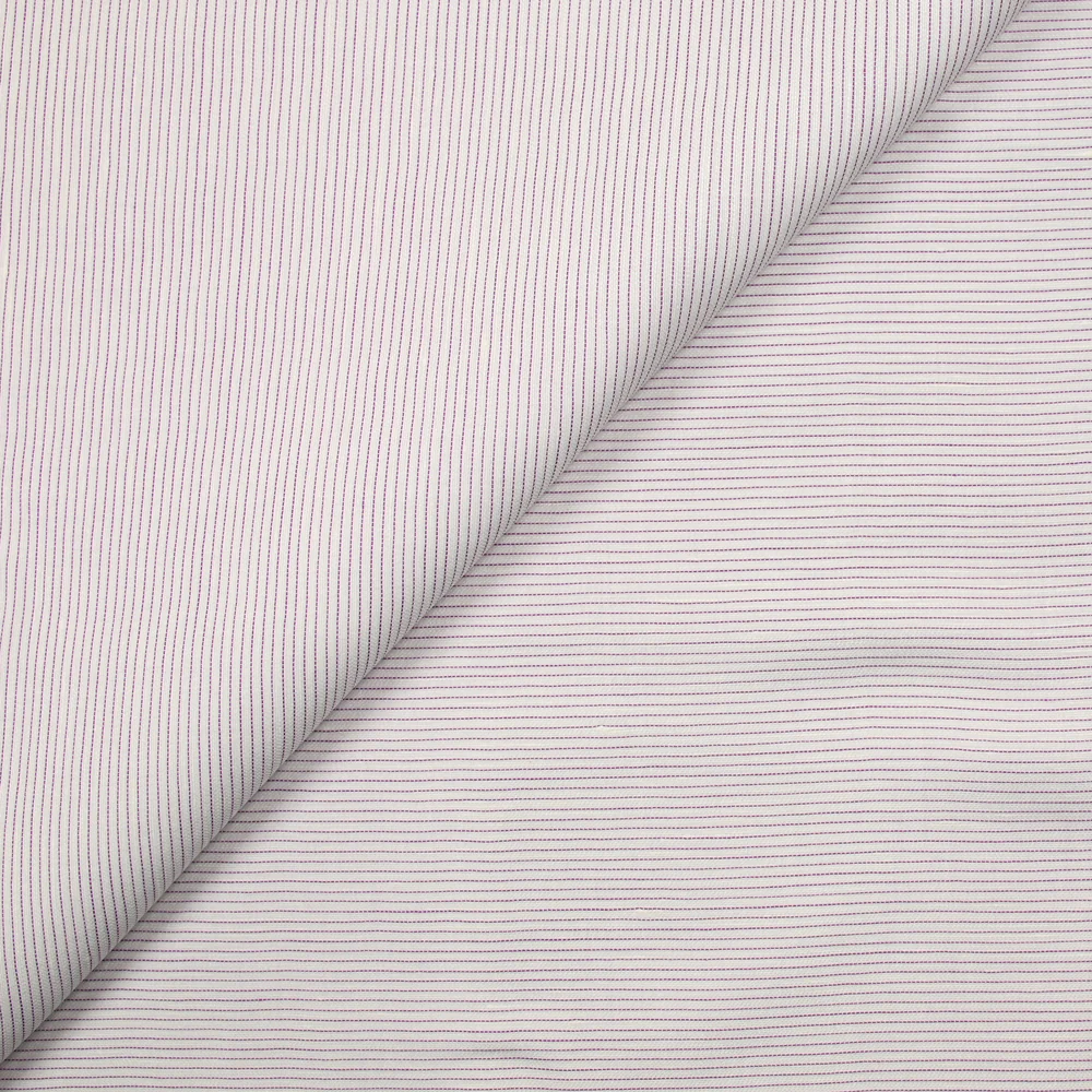 Coton tissé-teint rayé parme fond blanc