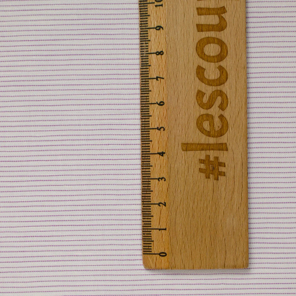 Coton tissé-teint rayé parme fond blanc - Image 3