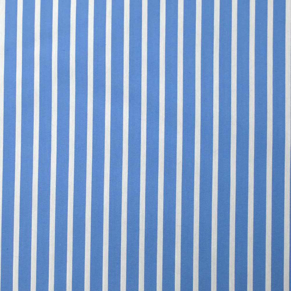 Coton tissé-teint Rudy rayé 3 mm blanc fond bleu ciel - Image 4