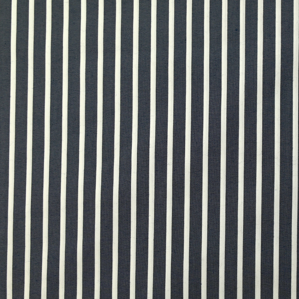 Coton tissé-teint Rudy rayé 3 mm blanc fond bleu nuit - Image 4