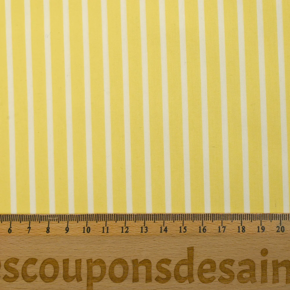 Coton tissé-teint Rudy rayé 3 mm blanc fond jaune beurre - Image 3
