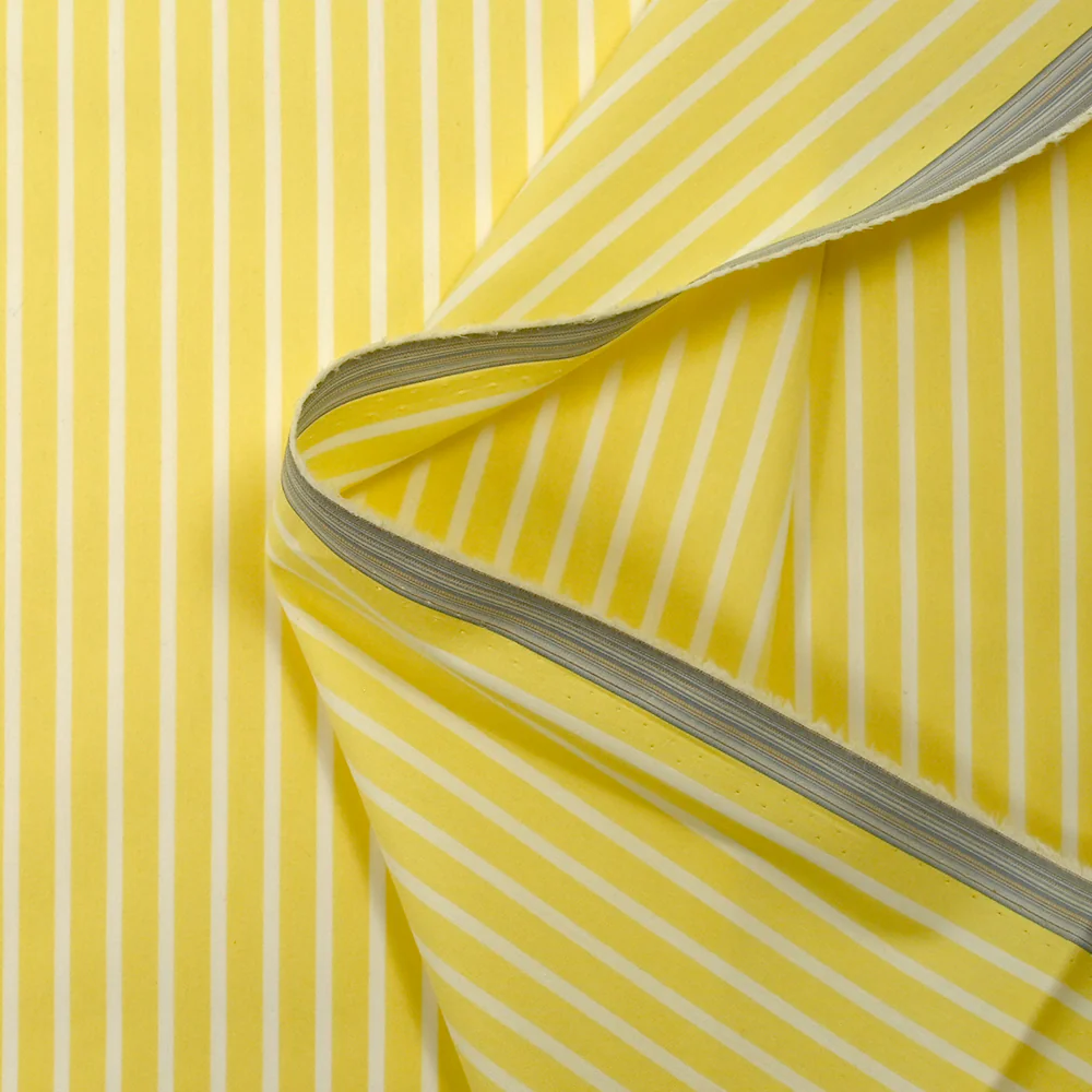 Coton tissé-teint Rudy rayé 3 mm blanc fond jaune beurre - Image 5