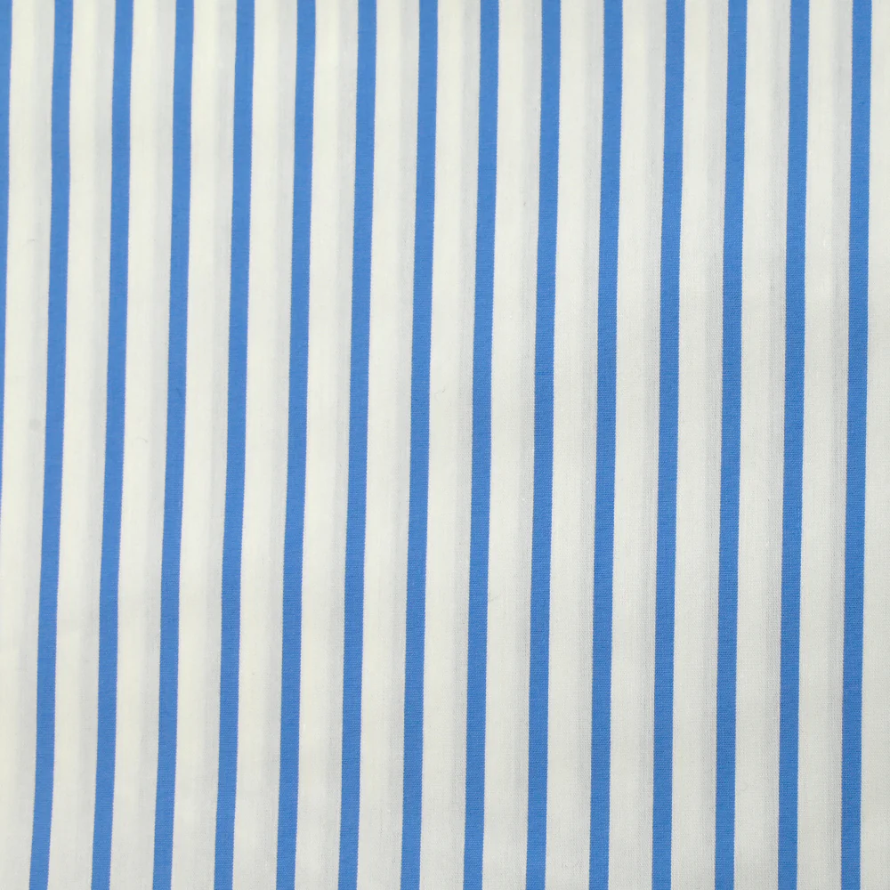 Coton tissé-teint Rudy rayé 3 mm bleu ciel fond blanc - Image 4