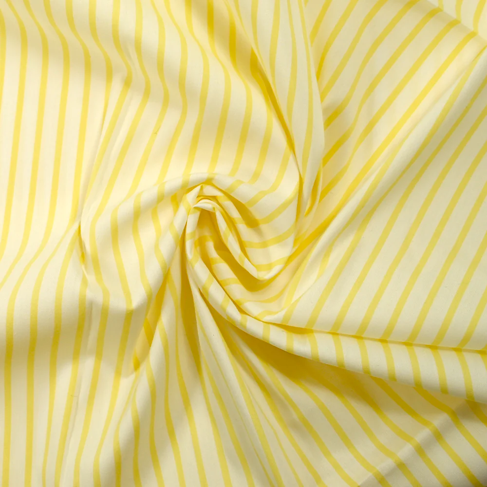 Coton tissé-teint Rudy rayé 3 mm jaune beurre fond blanc - Image 2