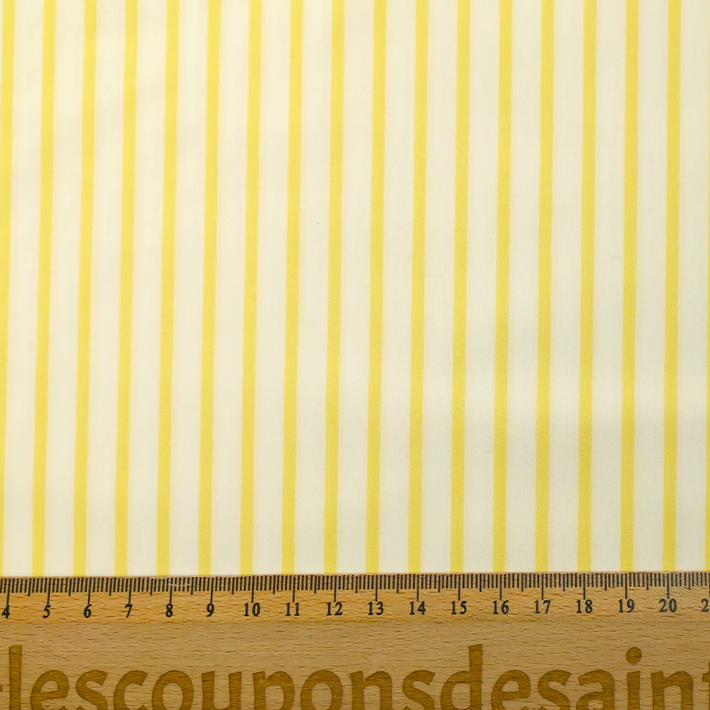 Coton tissé-teint Rudy rayé 3 mm jaune beurre fond blanc - Image 3