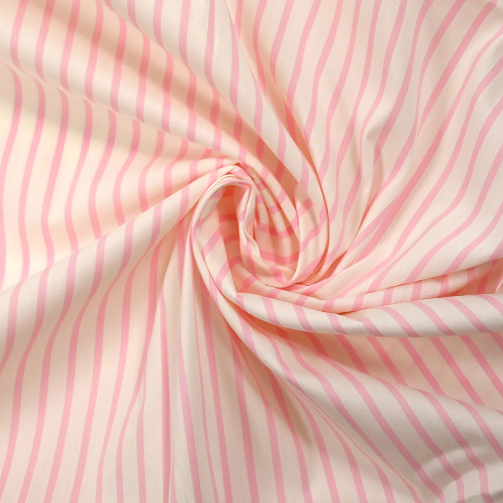 Coton tissé-teint Rudy rayé 3 mm rose layette fond blanc - Image 2