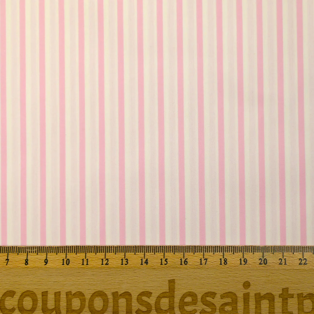 Coton tissé-teint Rudy rayé 3 mm rose layette fond blanc - Image 3
