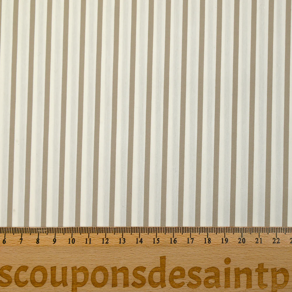 Coton tissé-teint Rudy rayé 3 mm taupe fond blanc - Image 3