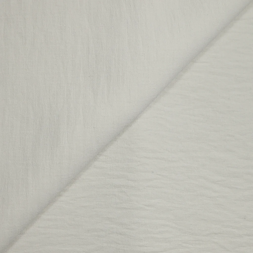 Crêpe de polyester aspect lin blanc cassé