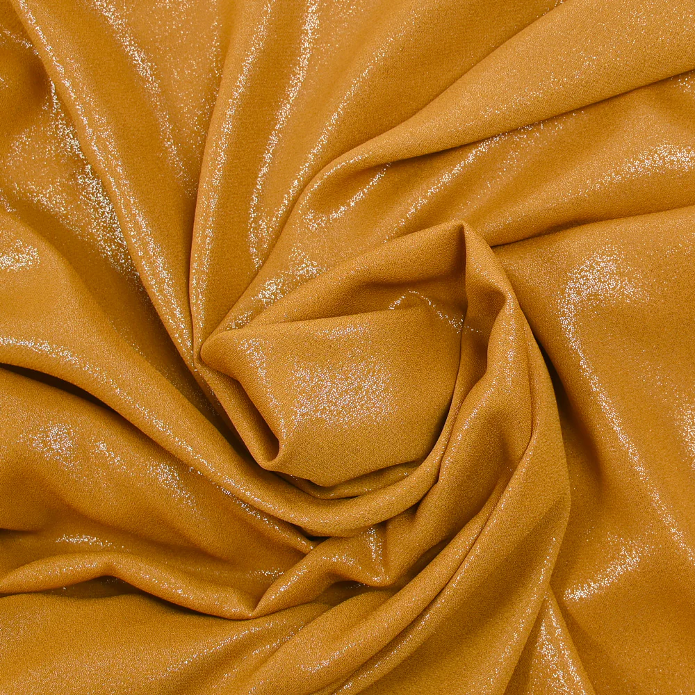 CrĂȘpe irisĂ© polyester ocre foncĂ© - Image 2