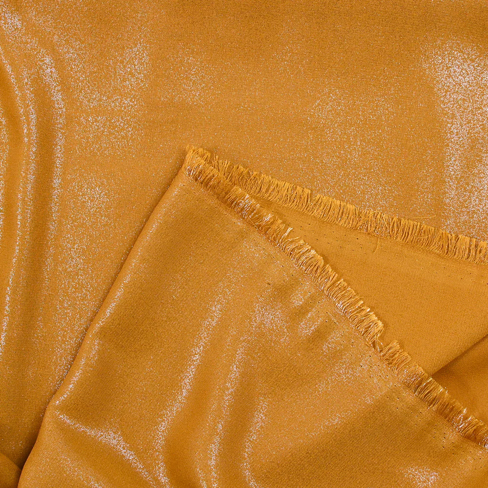 CrĂȘpe irisĂ© polyester ocre foncĂ© - Image 3