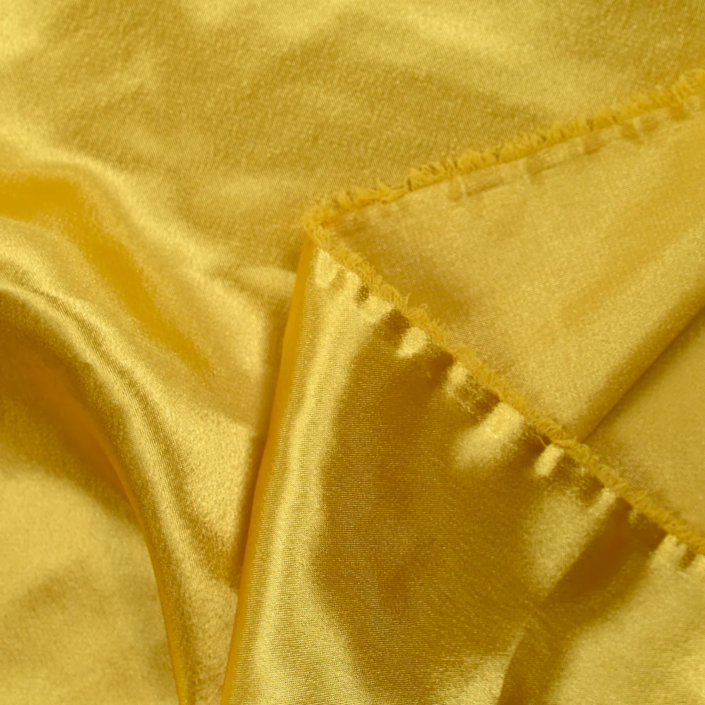 Crêpe satin polyester or jaune - Image 3