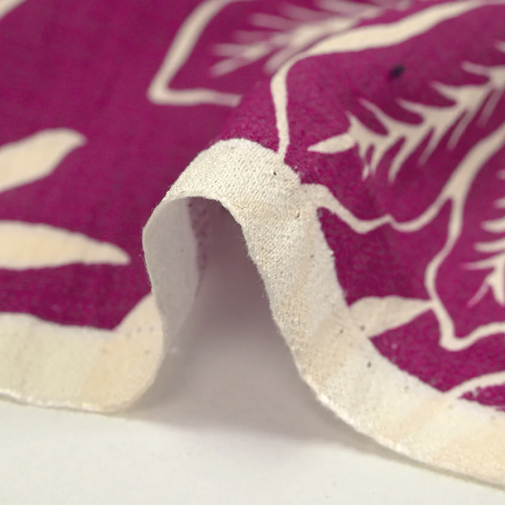 Crêpe viscose imprimé feuillage fond orchidée - Image 5