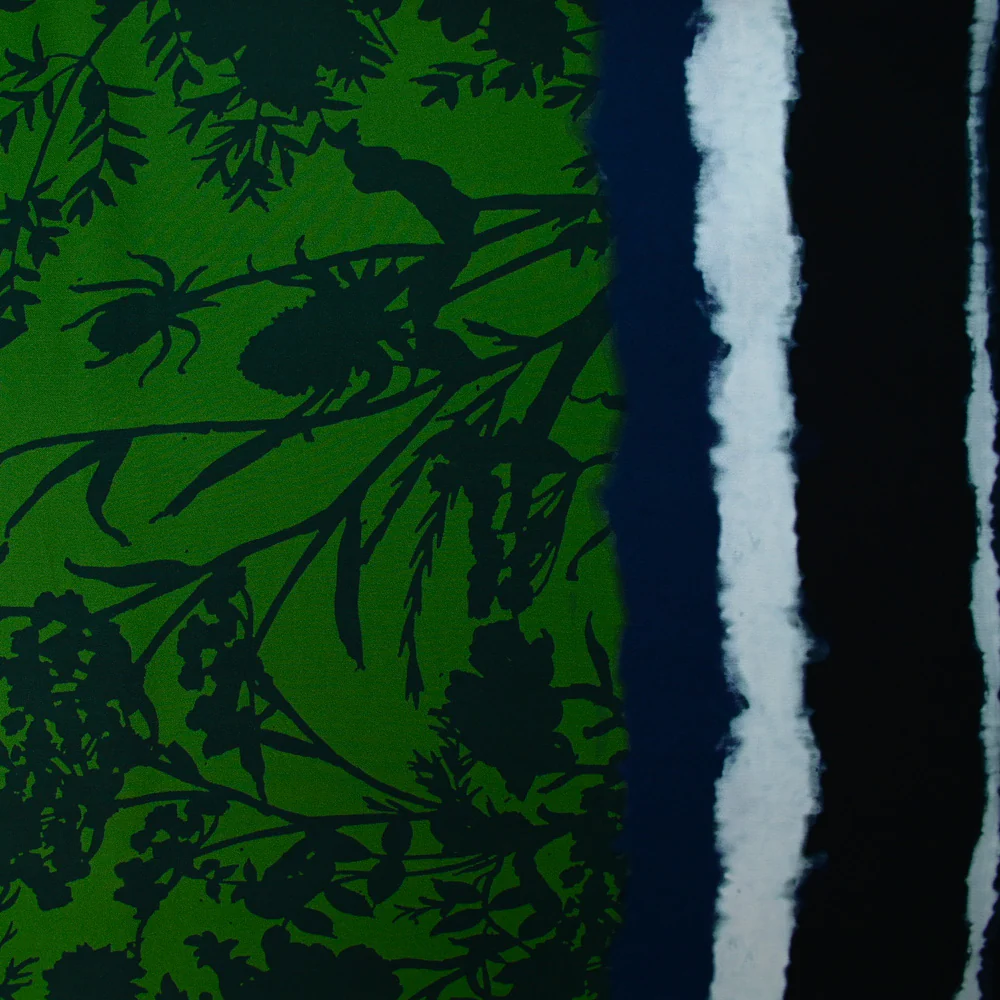 CrĂȘpe viscose imprimĂ© herbe haute fond vert