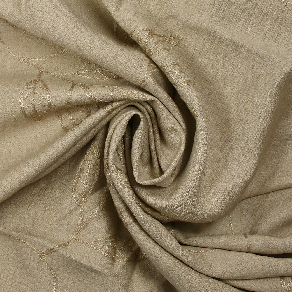 CrĂȘpe viscose Lily brodĂ© feuillage beige - Image 2