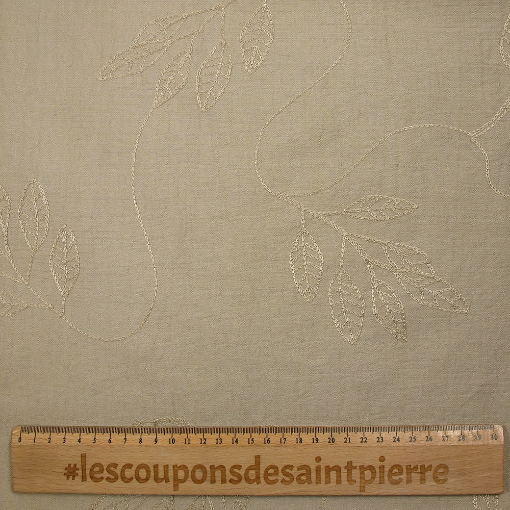 CrĂȘpe viscose Lily brodĂ© feuillage beige - Image 3