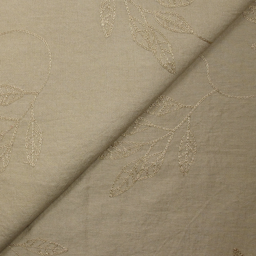 CrĂȘpe viscose Lily brodĂ© feuillage beige - Image 5