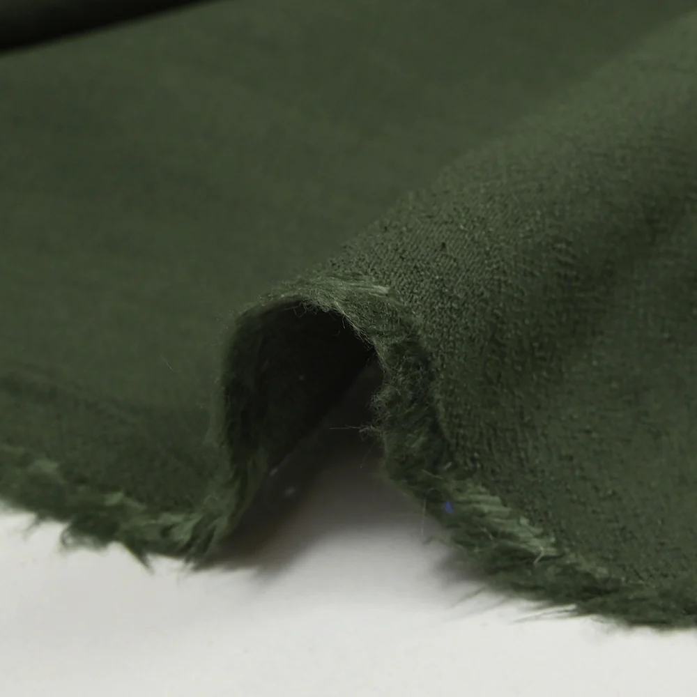 Crêpe viscose Lily brodé feuillage vert de chasse - Image 7