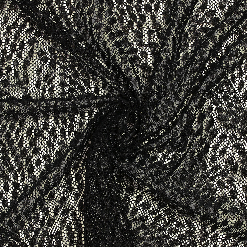 Dentelle polyester Amélia doré fond noir - Image 2