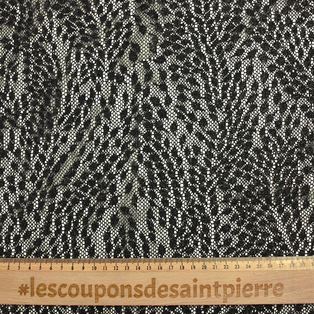 Dentelle polyester Amélia doré fond noir - Image 3